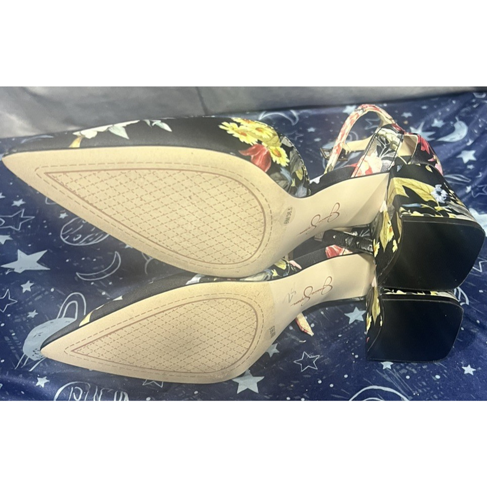 Jessica Simpson Floral Block Heel Ankle Strap Pointed Toe Shoes Multicolor 6m - Picture 5 of 5